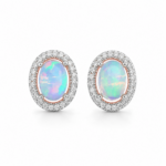 Natural Gemstone Halo Stud Earrings - Image 3